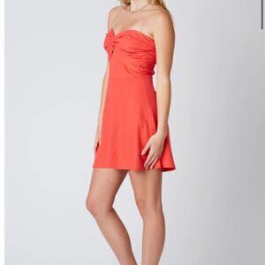 Cotton Candy LA Red Linen Keyhole Dress Size Medium